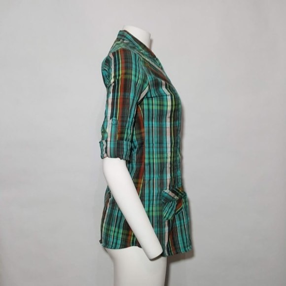 Energie Plaid Long Tunic Pockets - Picture 3 of 5